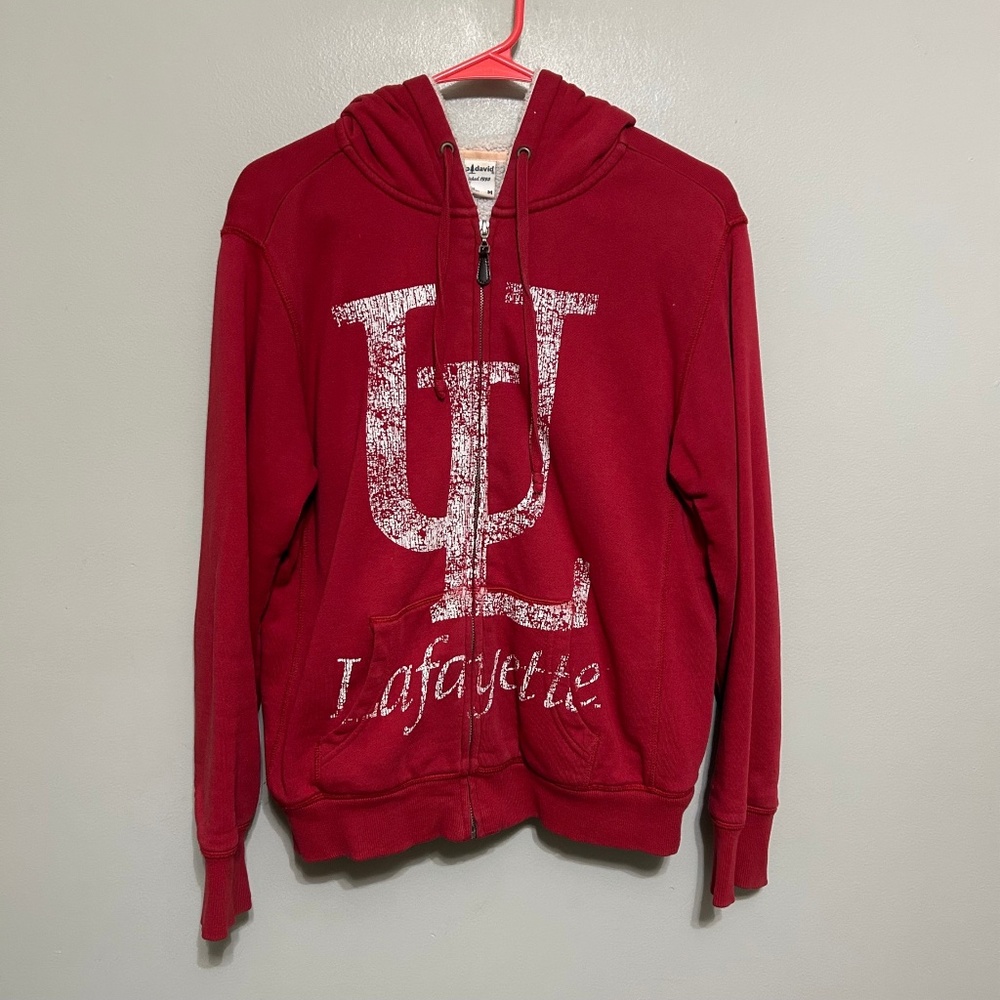 Camp David Women's Jacket M Red Full Zip Hoodie Sherpa Lined UL Lafayette Logo